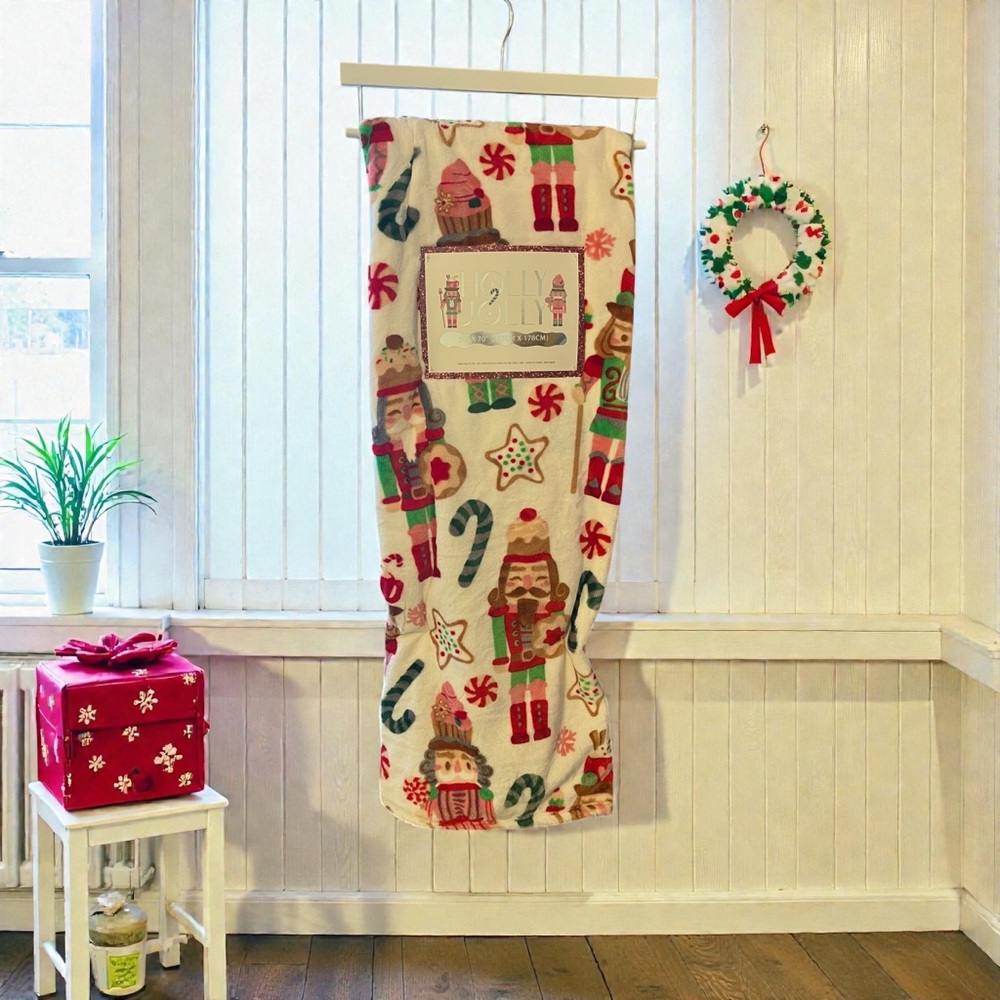 Festive Nutcracker Holiday Throw Blanket